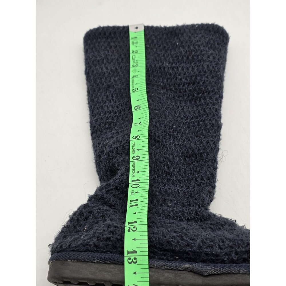 Mukluks A La Mode Slipper Boots Womens Size 8 Blue Knit Button Tall House Cozy - Picture 9 of 10